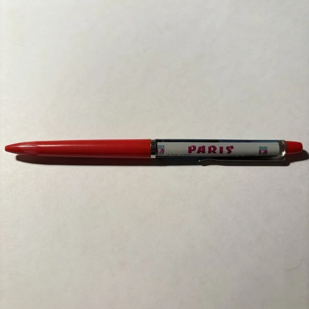 Paris France Floaty Pen Eiffel Tower Arc de Triomphe Souvenir Collect Vintage
